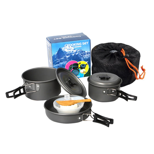 Camping Cookware Set Lightweight Non-Stick Pots Pans for 2-3 Person Outdoor