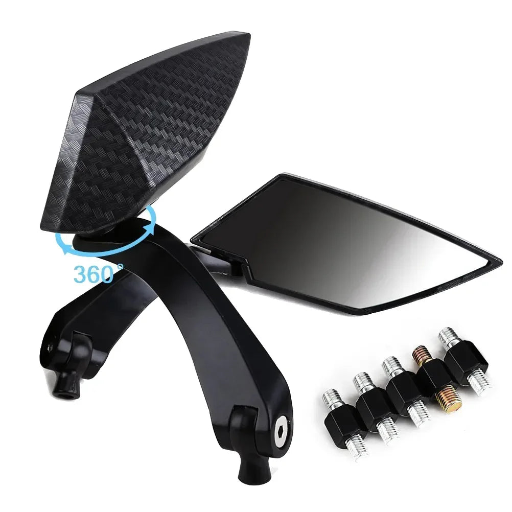 Pair Universal Carbon effect Adjustable Mirrors Motorcycle ADV Touring Scooters