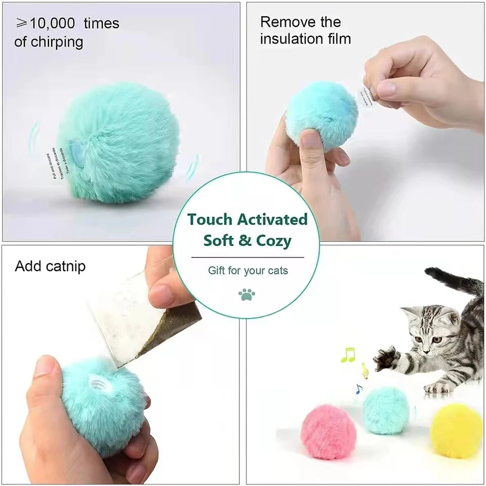 Smart Interactive Cat stimulation Toy  Plush, Sound, Catnip, Touch-Activated