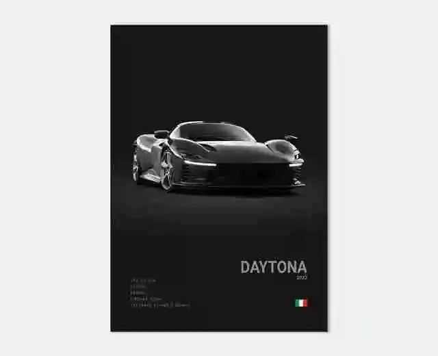 Pop B&W Italy Super Sport Car Canvas Poster Wall Art Garage F40 GTO GTB Mancave