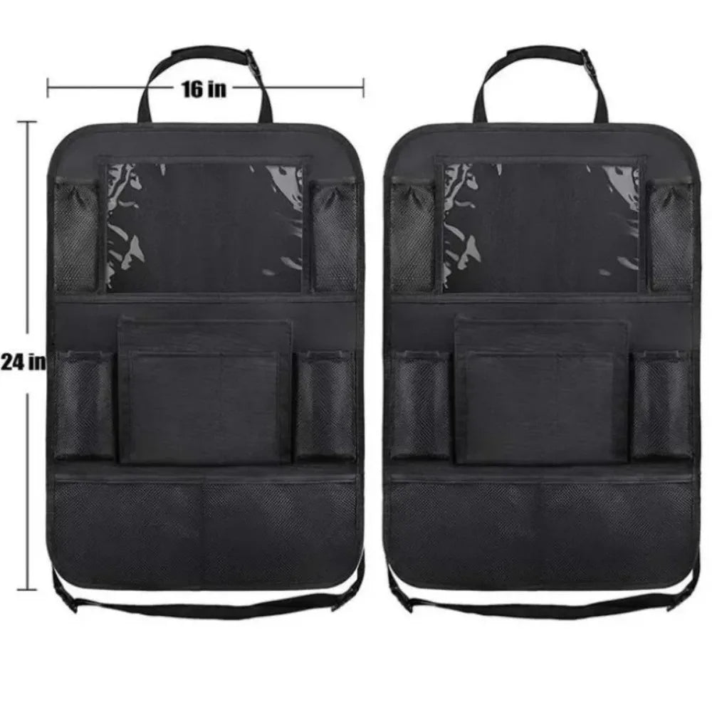 Car Seat Back Organizer w/ 9 Pockets & Tablet Holder – Kids Protector Mat