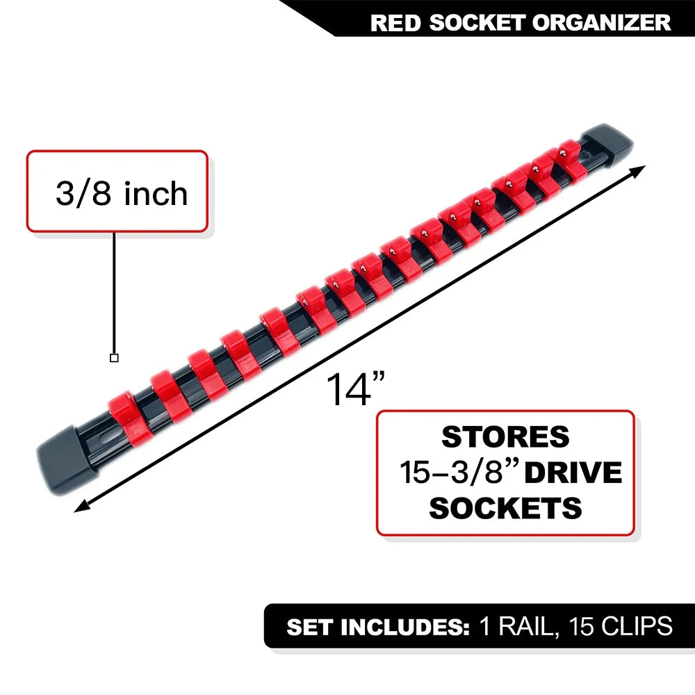 ABS Socket Organizer Rails - 1/4", 3/8", 1/2" Tool Box Rail Track Holder