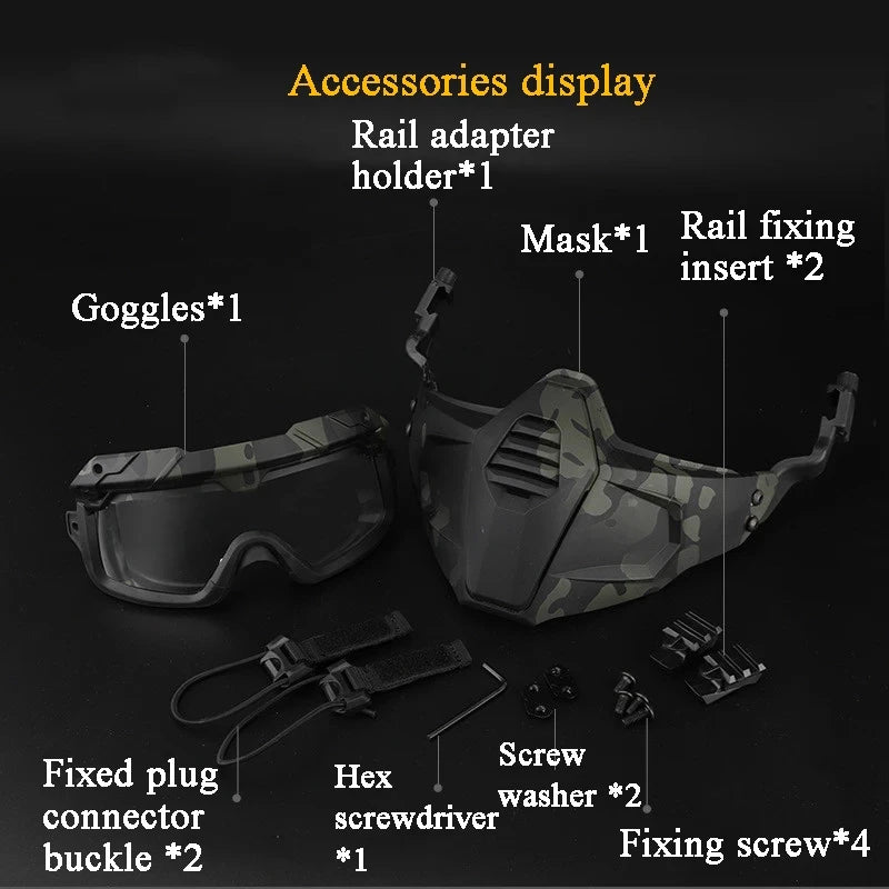 Airsoft Paintball Mask & Goggles Set Half Face Tactical Halloween Eye Protection