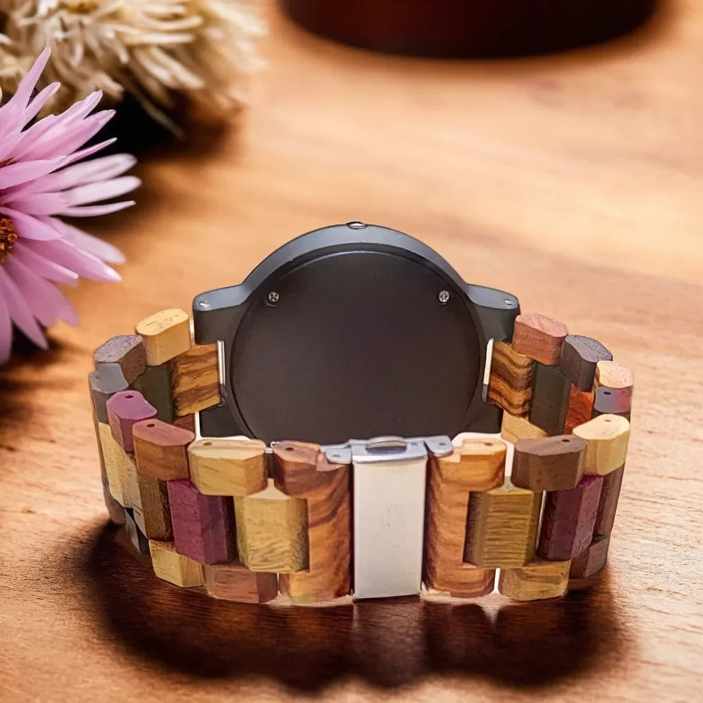 Men's Colourful Wooden Wrist Watch - Unique Wood Design, Stylish, Durable