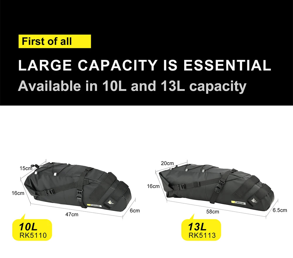 Waterproof Bicycle Saddle Bag Rear Pannier MTB Road Bike Tail Bag 10L 13L