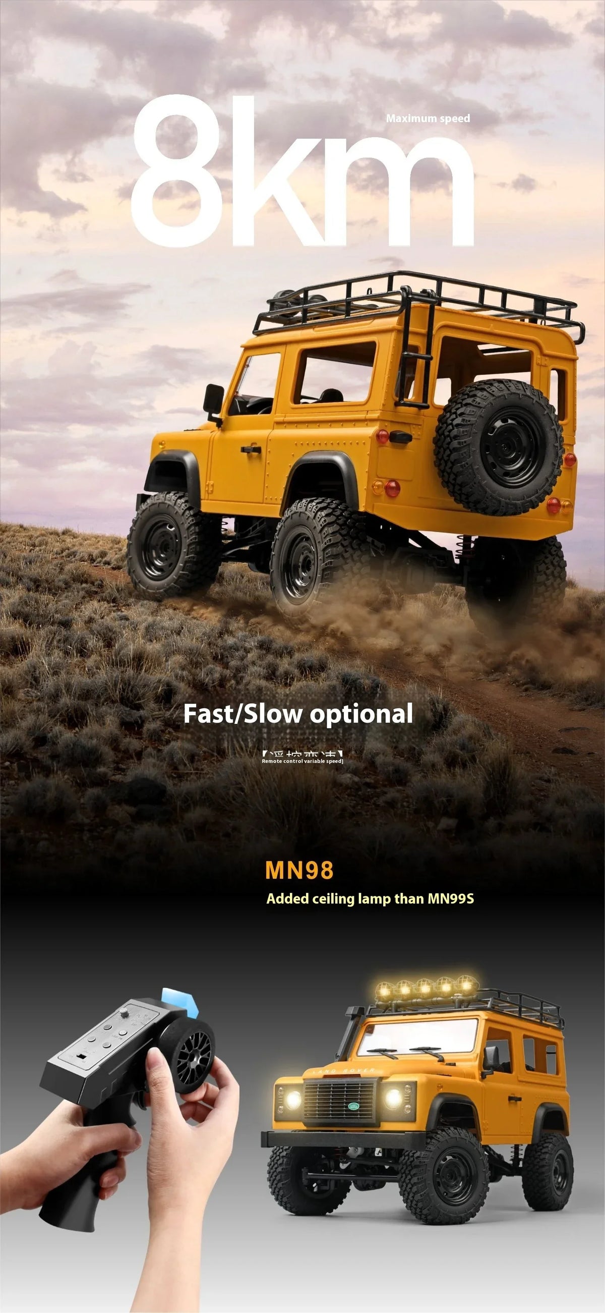 MN99S/MN98 1:12 4WD RC Defender 2.4G RTR Rock Crawler Truck 80m Range 40min