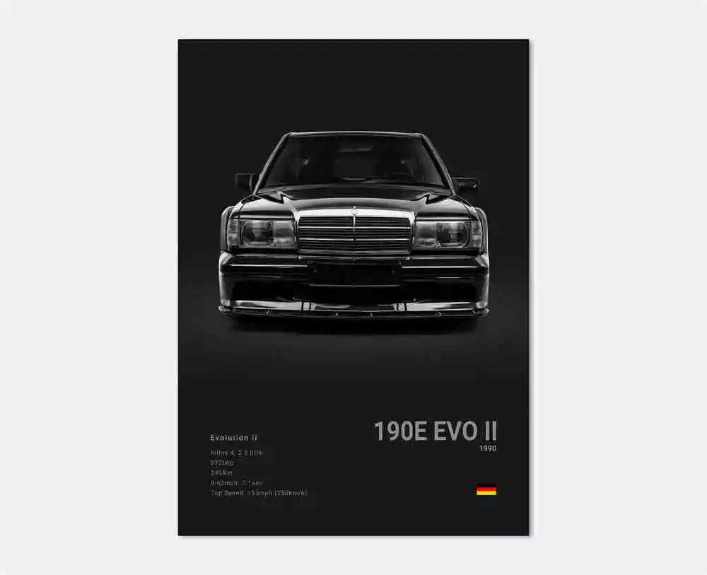B&W Luxury Sports Car Poster Canvas Wall Art Garage Mancave Merc G63 SL GTR AMG