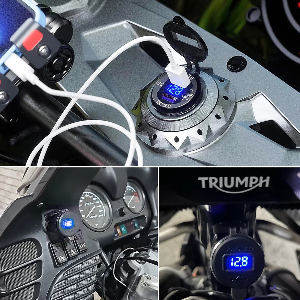 30W QC3.0 USB Type C PD Fast Charger Hella DIN Plug for BMW Ducati Triumph