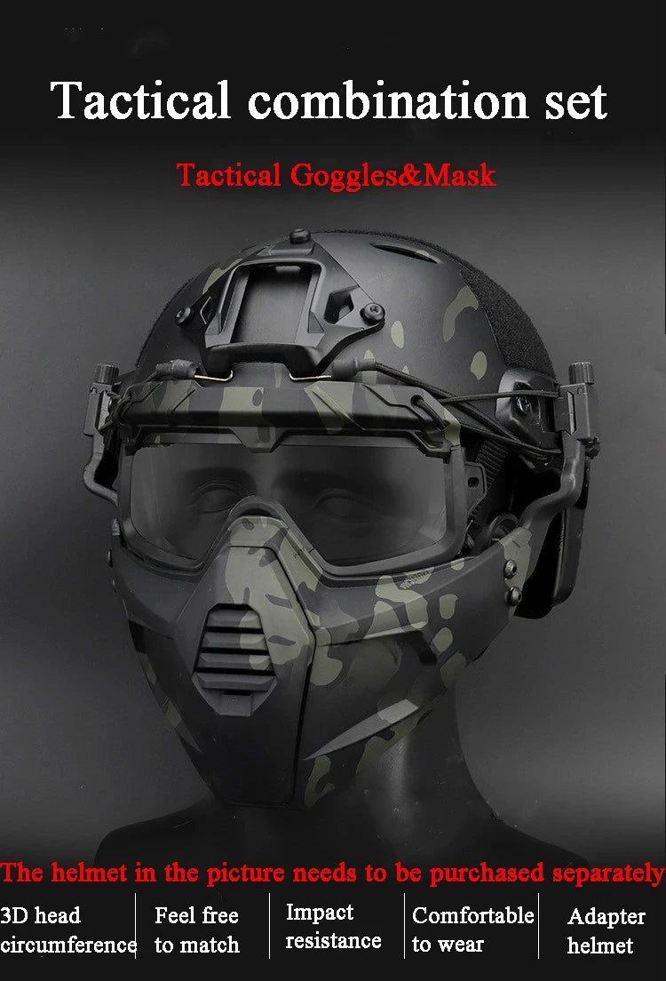 Airsoft Paintball Mask & Goggles Set Half Face Tactical Halloween Eye Protection