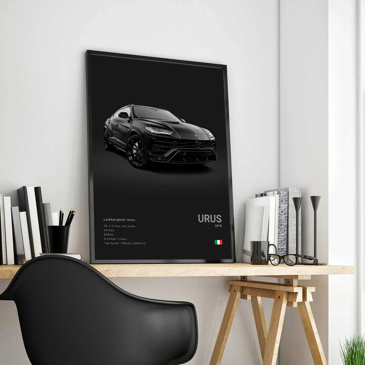 B&W Canvas Poster Luxury Supercar Lamborghini SUV SVJ Wall Art Garage Mancave
