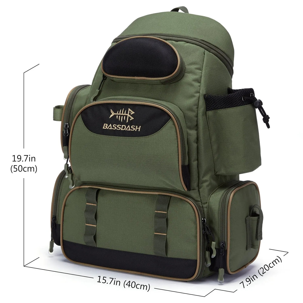 Bassdash Fishing Tackle Backpack - Lightweight Tactical Gear Bag 600D Polyester