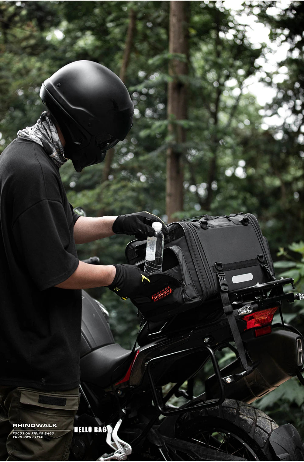 Rhinowalk Motorcycle Waterproof Tail Bag Expandable Luggage 19L-80L
