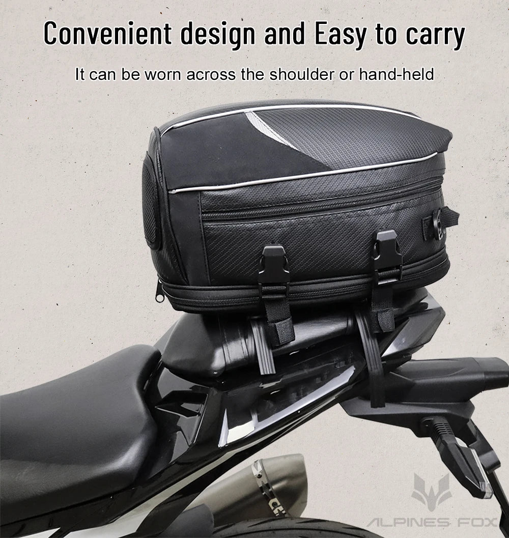 Motorcycle Tail Bag Waterproof Rear Seat Luggage Travel Saddle Pack Touring