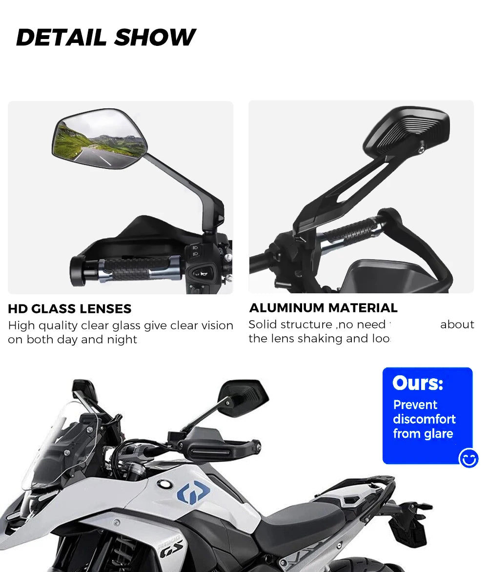 Aluminum Mirrors BMW R1250GS R1200GS F900R G310GS S1000R F800 F650 F700 F750 GS