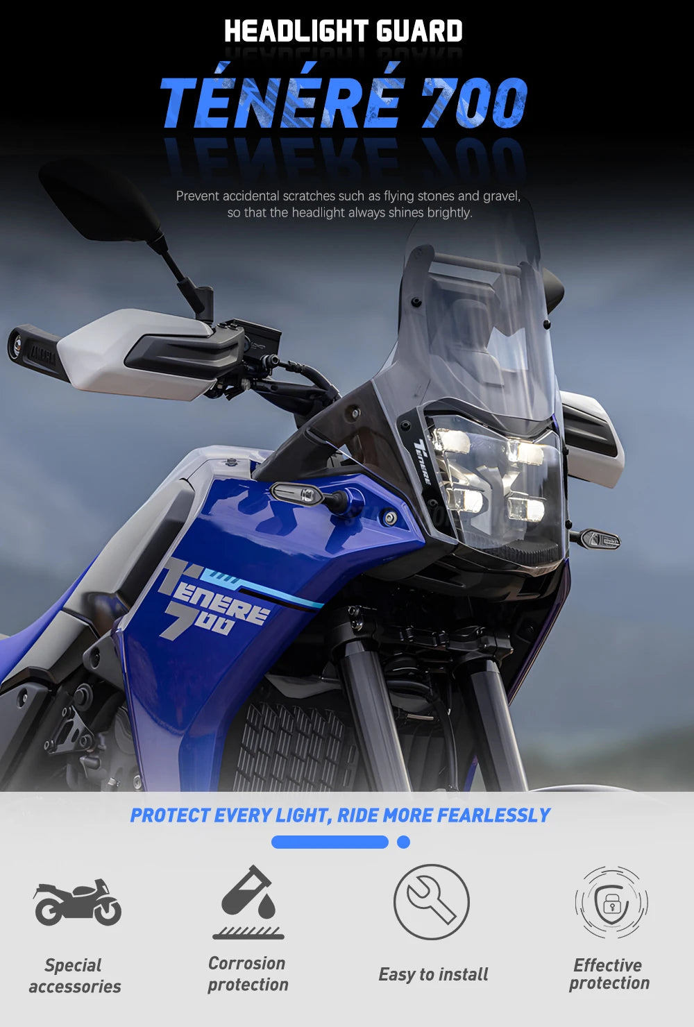 Headlight Protector Guard Cover for Yamaha Tenere 700 / Rally 2025 Onwards