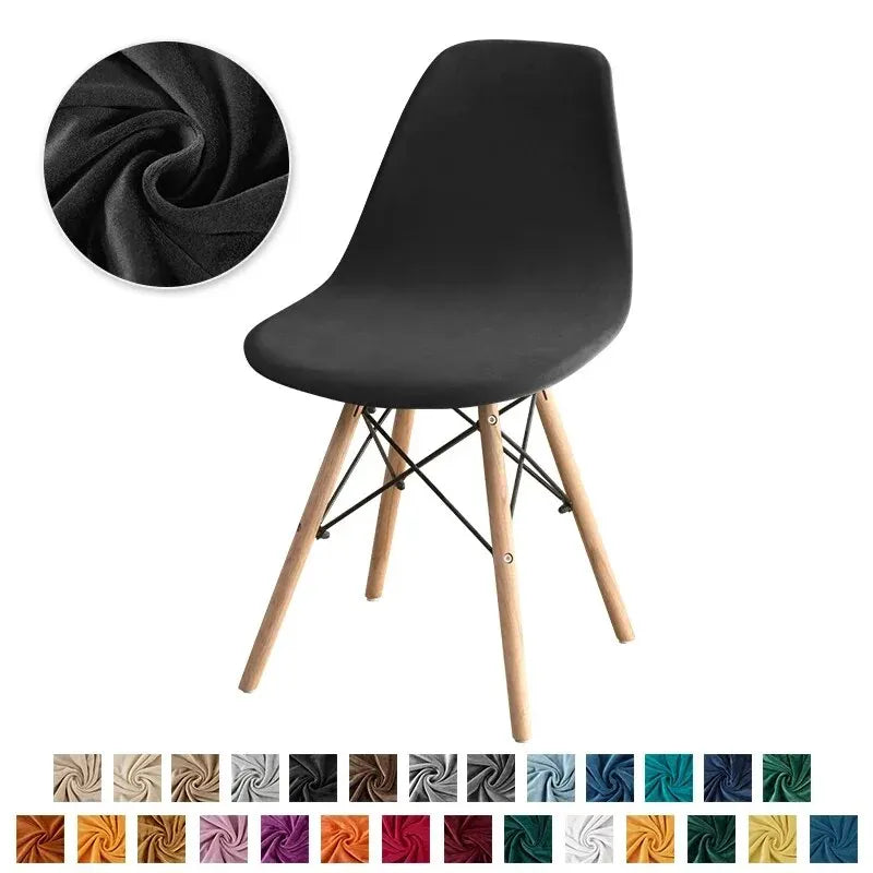 Velvet Shell Chair Cover - Stretch Armless Dining, Home, Wedding, Banquet, Hotel