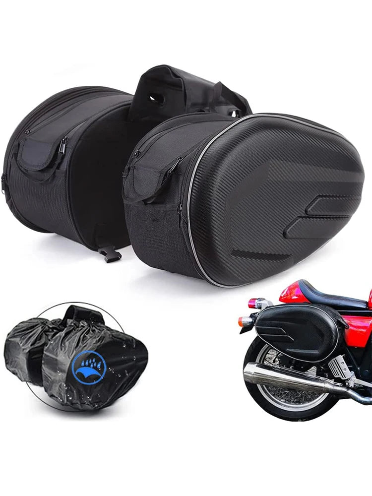 Universal Waterproof Expandable Motorcycle Saddle Bags, 36L-58L Panniers w/Cover