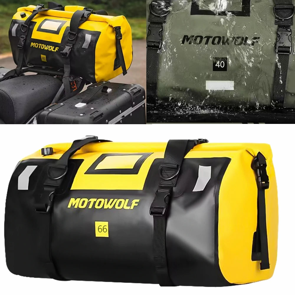 Motorcycle Waterproof Dry Bag 40L 66L Luggage Roll Pack Tail Seat Bag Holdall