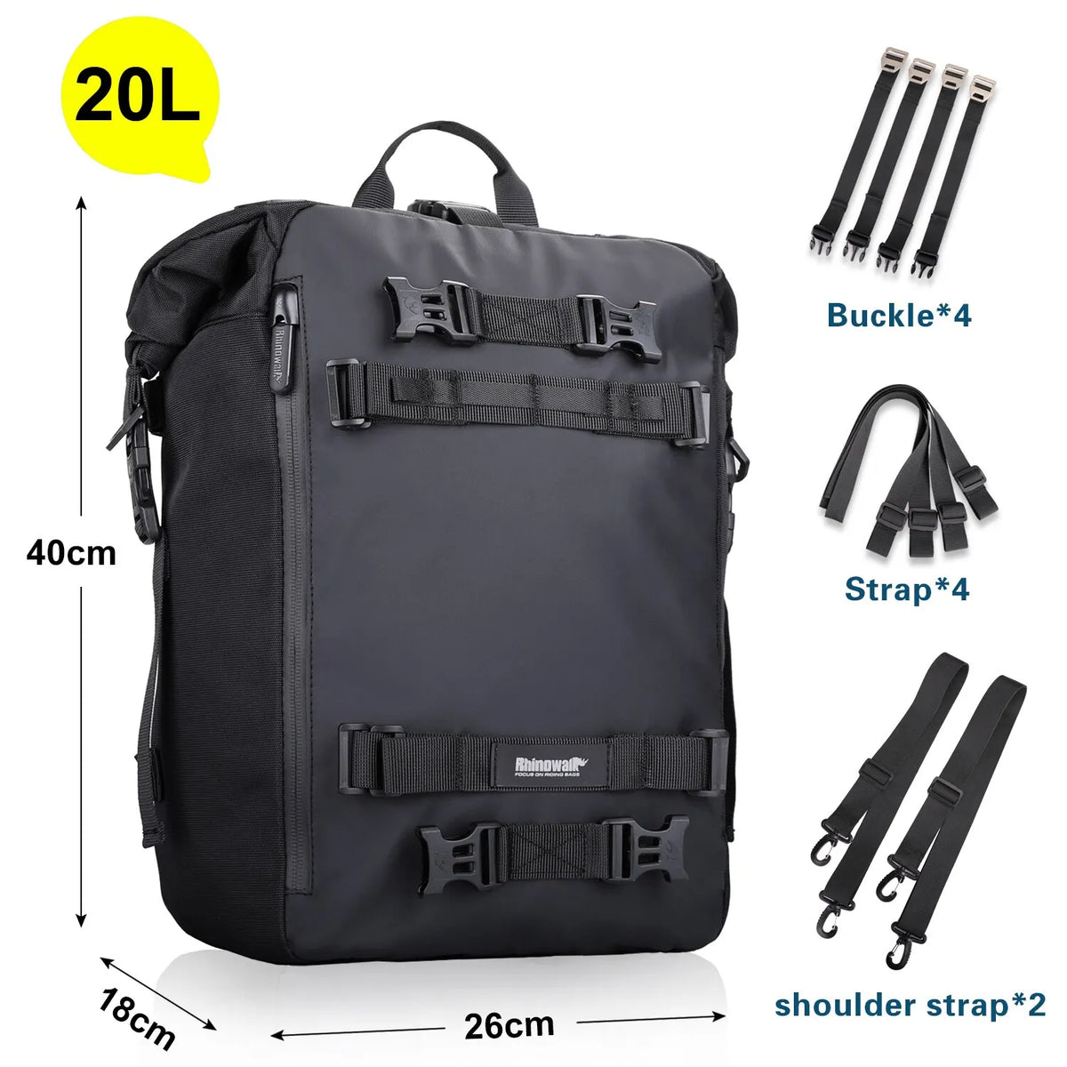 Rhinowalk Motorcycle Saddle Luggage Waterproof Rear Seat Bag 10L 20L 30L