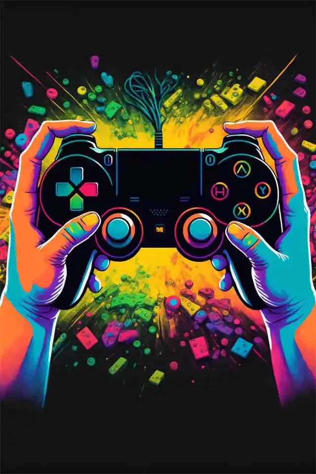 Colorful Vibrant Gamer Canvas Wall Art Nordic Aesthetic Unframed Poster Mancave
