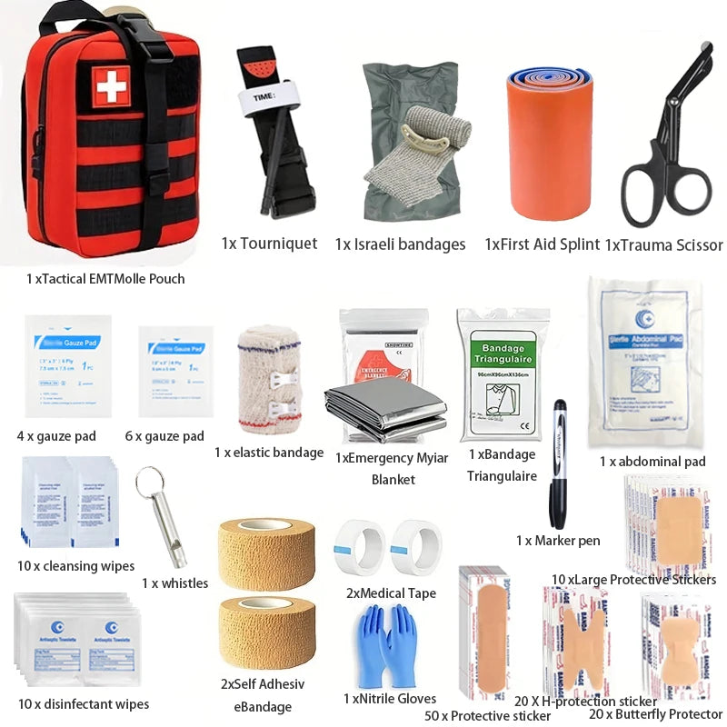 First Aid Kit: 131pc Trauma Medical with Tourniquet, Camping IFAK Molle