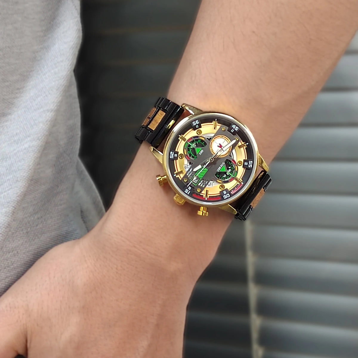 Men’s Luxury Wood Watch – Unique Chronograph Design, Luminous & Water Resistant