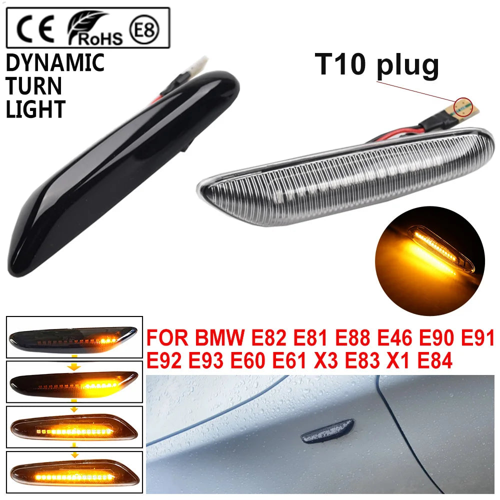2X Dynamic LED Side Marker Turn Signal Light BMW E46 E90 E60 X1 X3 1 3 5 Series