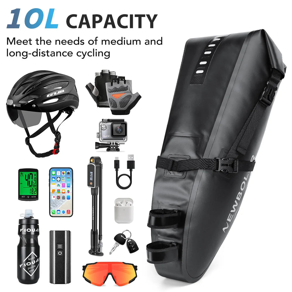13L Waterproof Bicycle Saddle Tail Bag MTB Road Bike Luggage Touring eatpost