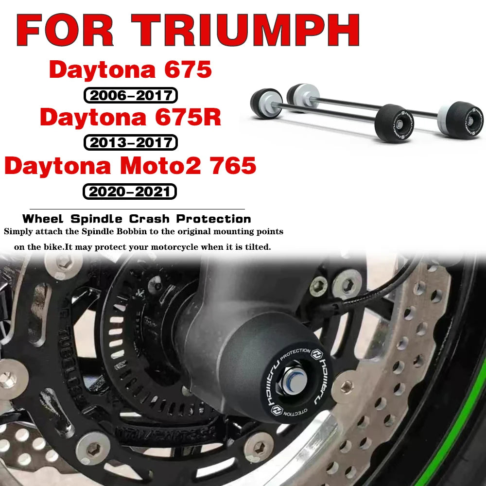 Triumph Daytona 675 675R Moto2 765 Spindle Bobbins Front Rear Crash Protectors