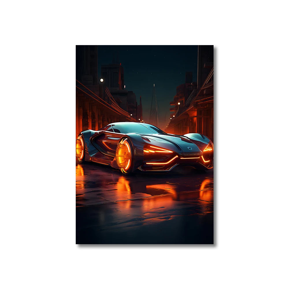 80s 90s style Neon Cyberpunk Gamer Controller Canvas Art Print Vibrant Mancave