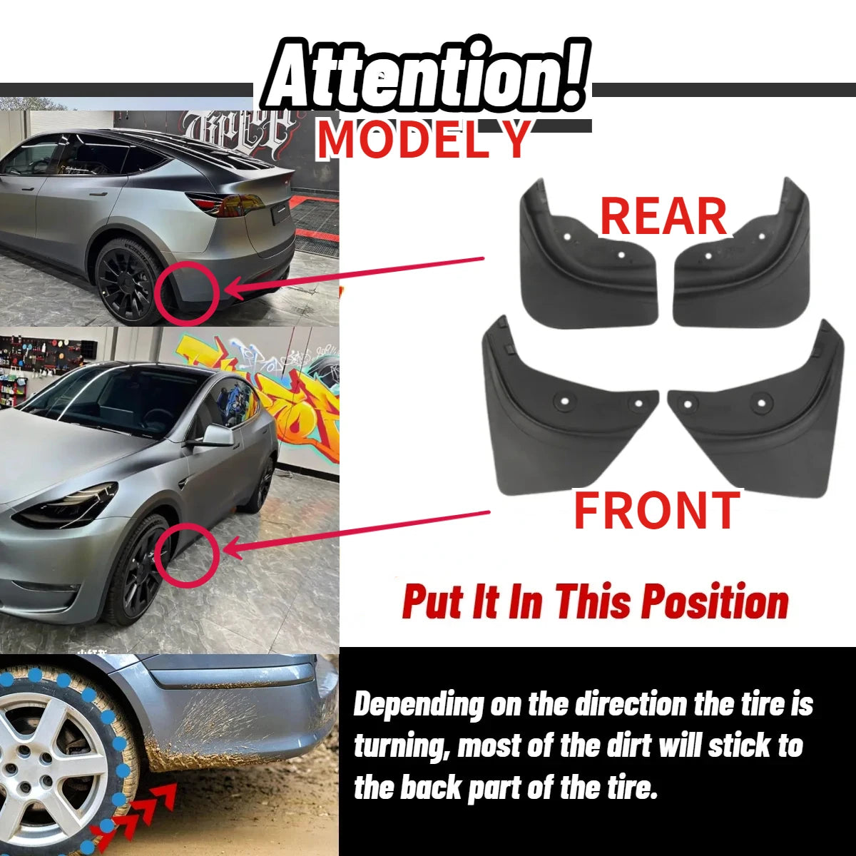 Mud Flaps for Tesla Model 3+ Highland 2024 Model Y 2021-2023 Splash Guards Set
