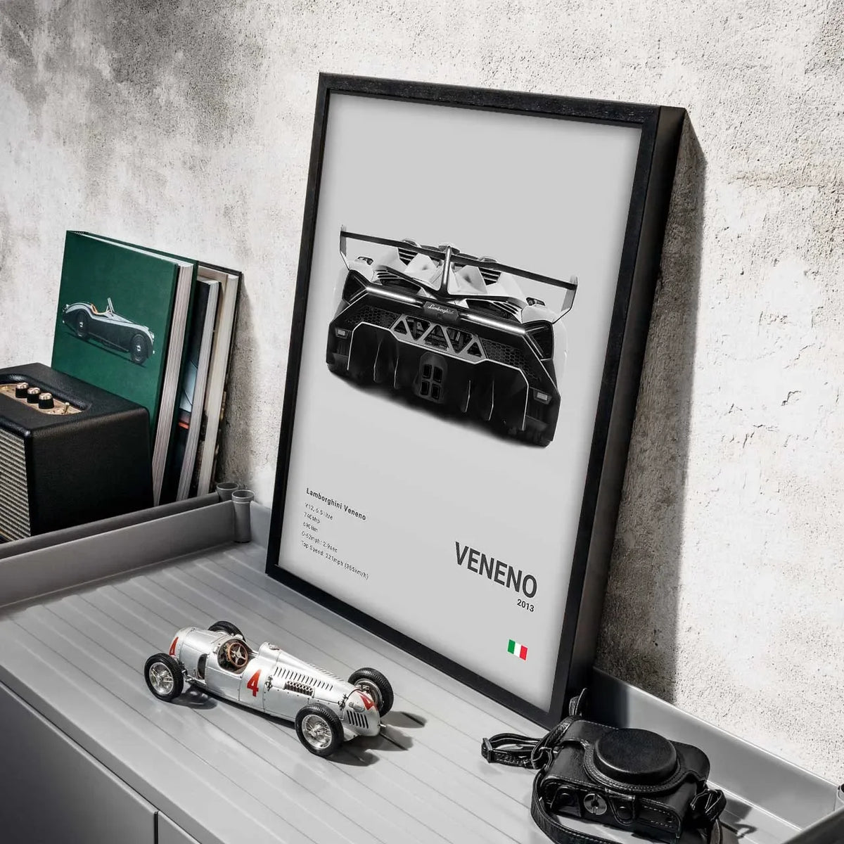 B&W Canvas Poster Luxury Supercar Lamborghini SUV SVJ Wall Art Garage Mancave