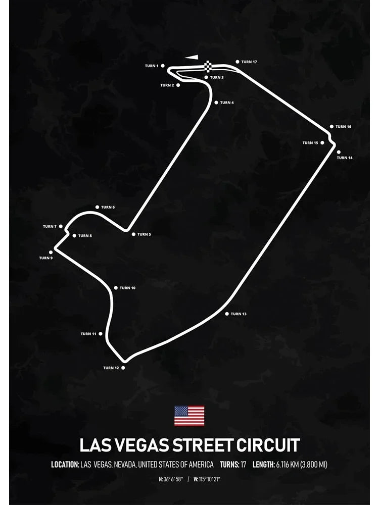 F1 Racing Track Poster Canvas Prints Monaco, Silverstone, Spa, Le Mans - Mancave