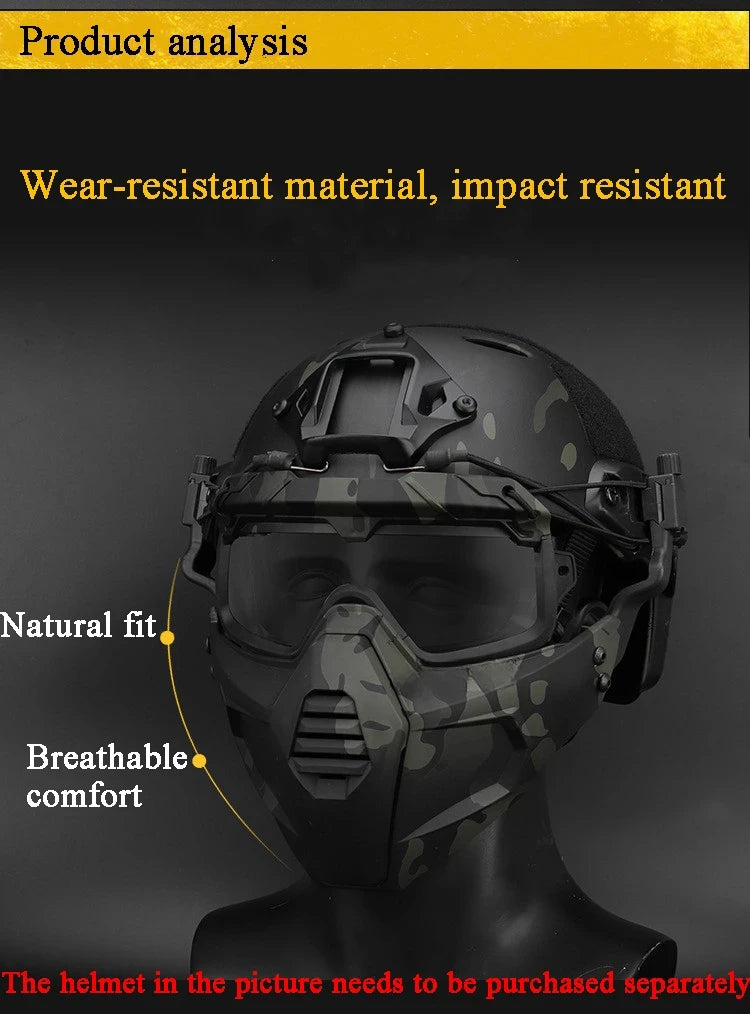 Airsoft Paintball Mask & Goggles Set Half Face Tactical Halloween Eye Protection