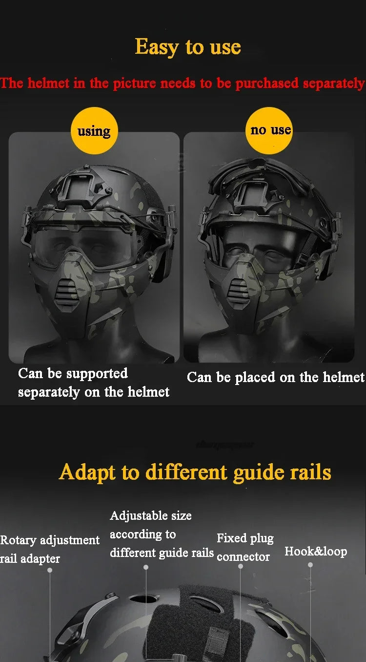Airsoft Paintball Mask & Goggles Set Half Face Tactical Halloween Eye Protection