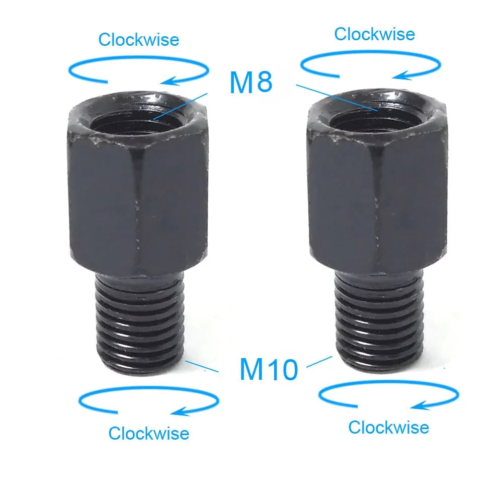 Black Motorcycle Mirror Adapters M10 M8 Right/Left Thread Conversion for Mirrors