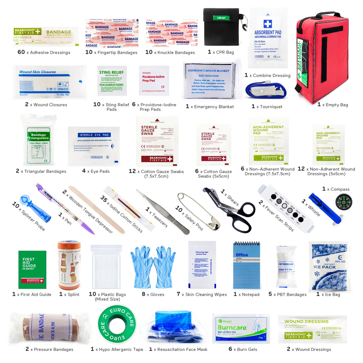 255pcs First Aid Kit Emergency Medical Bag, Cpr kit, Home, Car, Camping, Outdoor