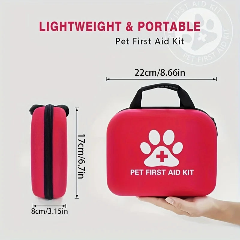 127-Piece Compact Dog & Cat Travel First Aid Kit + Manual, For Hiking & Camping