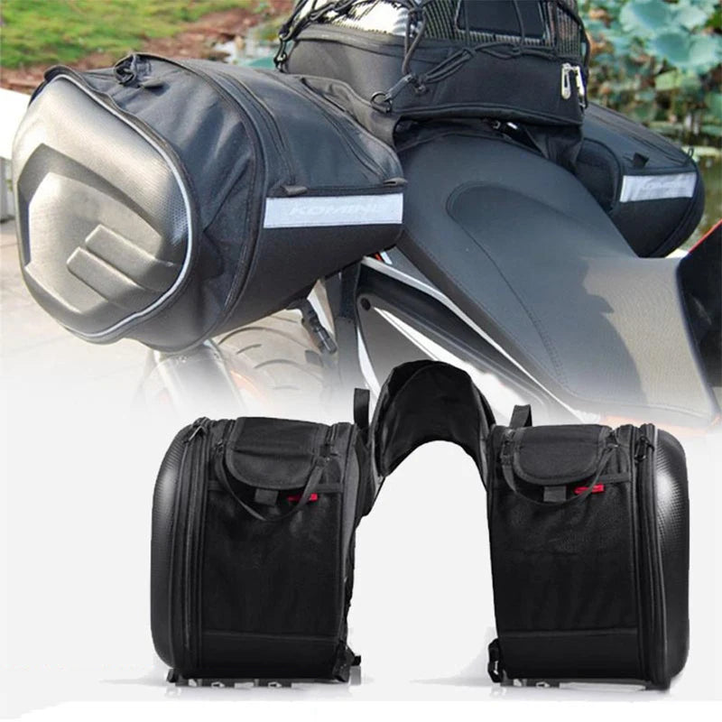 Universal Waterproof Expandable Motorcycle Saddle Bags, 36L-58L Panniers w/Cover