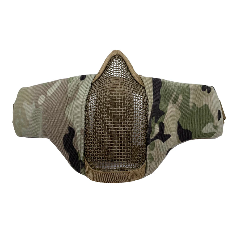 Tactical Airsoft Mask Half Face Steel Mesh Adjustable Face Protection Gear