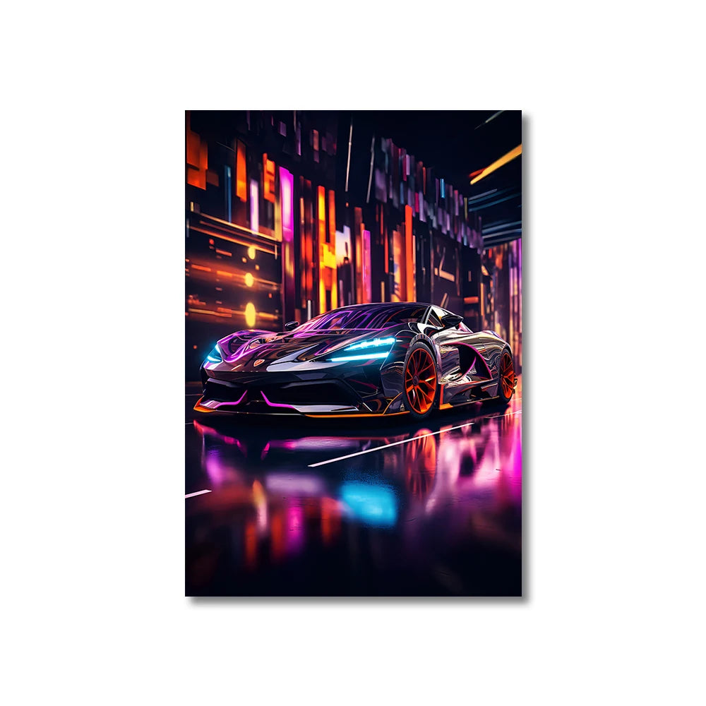 80s 90s style Neon Cyberpunk Gamer Controller Canvas Art Print Vibrant Mancave