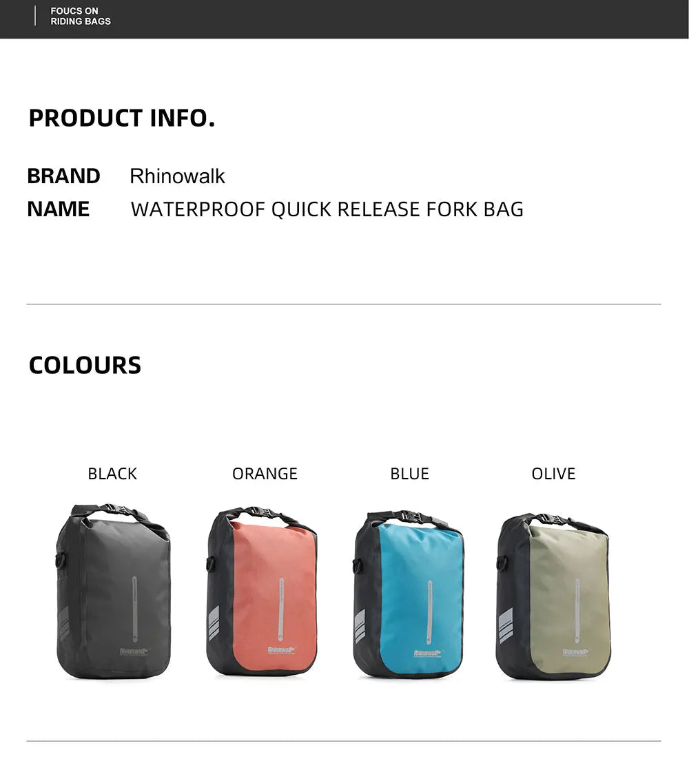 Rhinowalk Waterproof 4L-6L Bike Fork Bag Quick Release Shoulder Pack MTB Road
