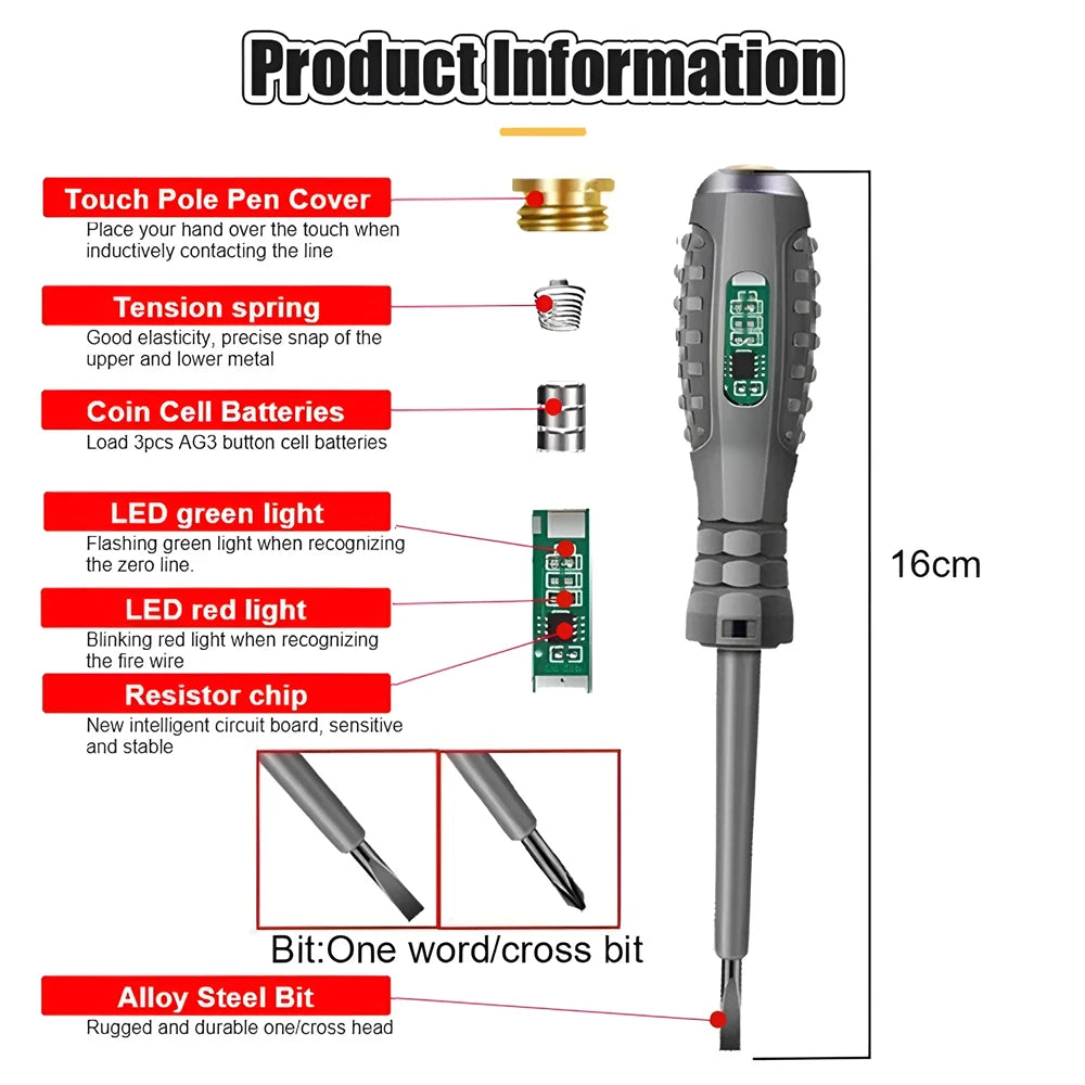 Neon Bulb Indicator Screwdriver Insulated Electrician pen Voltage Tester