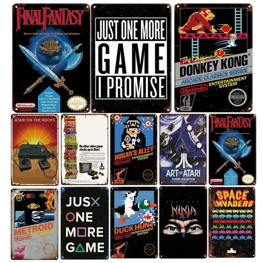 Vintage Anime & Video Game Metal Tin Sign – Retro Wall Decor for Home & Garage