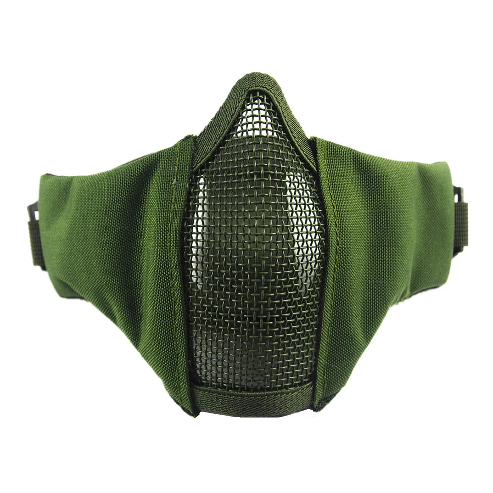 Tactical Airsoft Mask Half Face Steel Mesh Adjustable Face Protection Gear