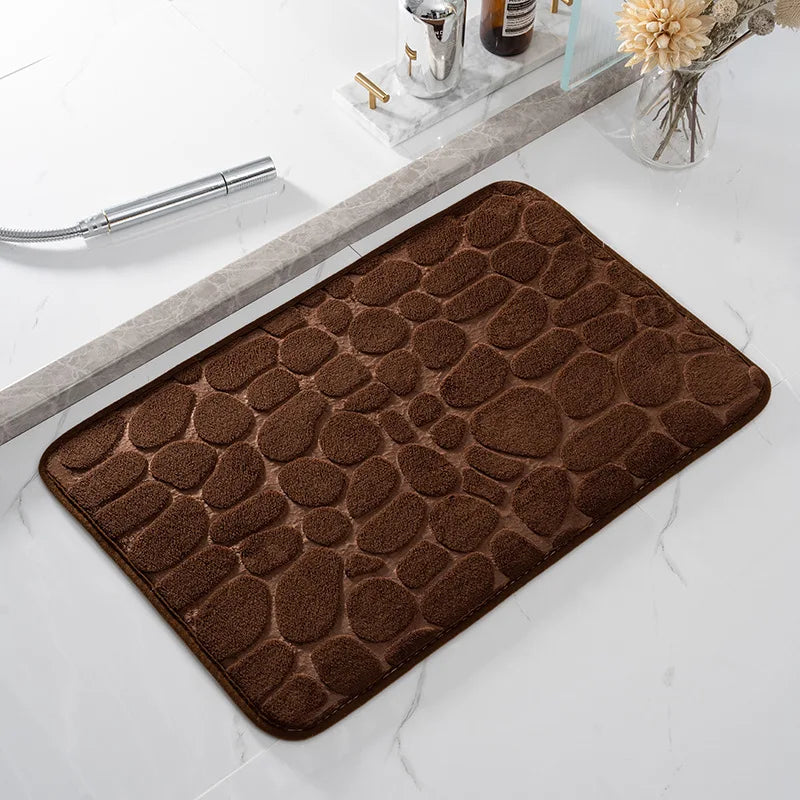 Cobblestone Memory Foam Bath Mat - Non-Slip Super Soft Bathroom Rug 40x60cm