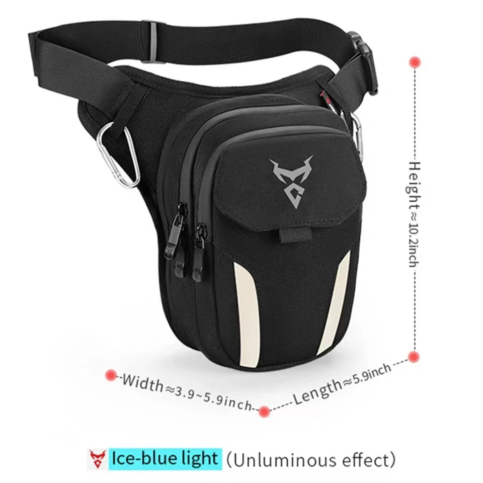 Waterproof Motorcycle Drop Leg Bag with LED Light - Moto Pack for Outdoor Sports