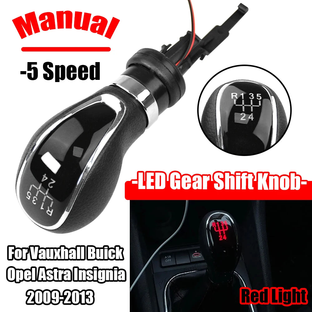 Red LED Car Gear Shift Knob 5/6-Speed Manual for Vauxhall Astra Excelle Insignia