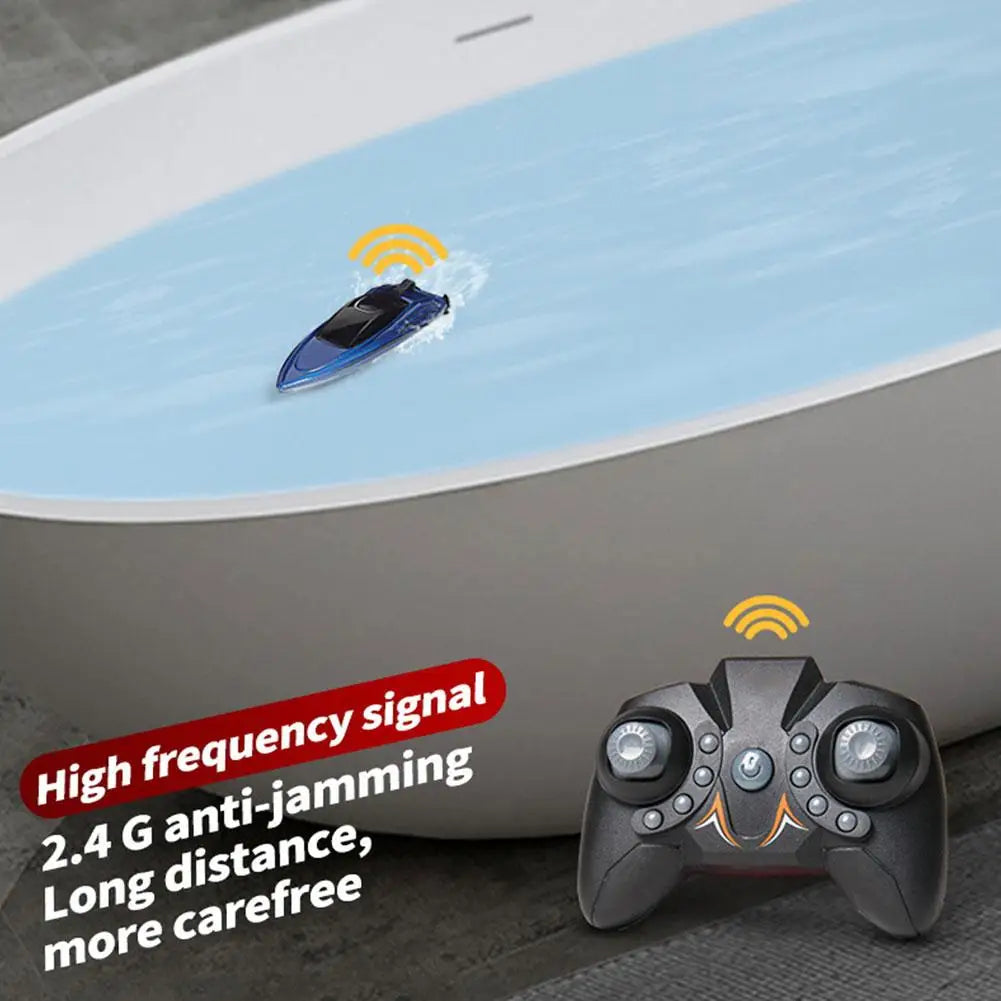 2.4G Mini RC Boat - Waterproof, Dual Motors, 3.7V 100mAh, 12 Min Use, Bath Pool
