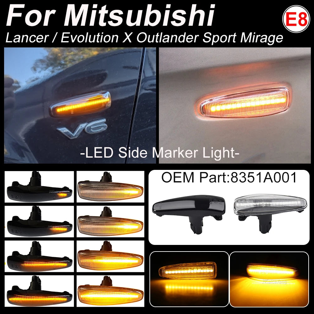 LED Dynamic Side Marker Turn Signal Light For Mitsubishi Lancer Evo X Outlander